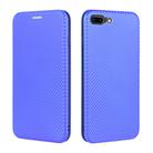 For iPhone 7 / 8 / SE 2020 / SE 2022 Carbon Fiber Texture Horizontal Flip TPU + PC + PU Leather Case with Card Slot(Blue) - 2