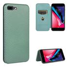 For iPhone 7 / 8 / SE 2020 / SE 2022 Carbon Fiber Texture Horizontal Flip TPU + PC + PU Leather Case with Card Slot(Green) - 1