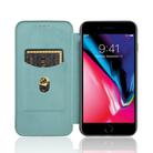 For iPhone 7 / 8 / SE 2020 / SE 2022 Carbon Fiber Texture Horizontal Flip TPU + PC + PU Leather Case with Card Slot(Green) - 3