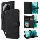 For Redmi Note 14 Pro 5G Multifunctional Frosted Zipper Wallet Leather Phone Case(Black) - 1