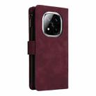 For Redmi Note 14 Pro 5G Multifunctional Frosted Zipper Wallet Leather Phone Case(Wine Red) - 3