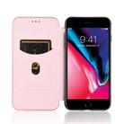 For iPhone 7 Plus / 8 Plus Carbon Fiber Texture Horizontal Flip TPU + PC + PU Leather Case with Card Slot(Pink) - 3