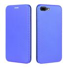 For iPhone 7 Plus / 8 Plus Carbon Fiber Texture Horizontal Flip TPU + PC + PU Leather Case with Card Slot(Blue) - 2