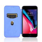 For iPhone 7 Plus / 8 Plus Carbon Fiber Texture Horizontal Flip TPU + PC + PU Leather Case with Card Slot(Blue) - 3