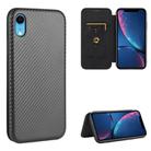 For iPhone XR Carbon Fiber Texture Horizontal Flip TPU + PC + PU Leather Case with Card Slot(Black) - 1