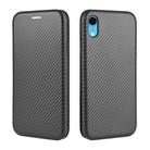 For iPhone XR Carbon Fiber Texture Horizontal Flip TPU + PC + PU Leather Case with Card Slot(Black) - 2