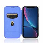 For iPhone XR Carbon Fiber Texture Horizontal Flip TPU + PC + PU Leather Case with Card Slot(Blue) - 3