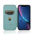 For iPhone XR Carbon Fiber Texture Horizontal Flip TPU + PC + PU Leather Case with Card Slot(Green) - 3