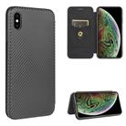 For iPhone XS Max Carbon Fiber Texture Horizontal Flip TPU + PC + PU Leather Case with Card Slot(Black) - 1