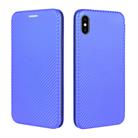 For iPhone X / XS Carbon Fiber Texture Horizontal Flip TPU + PC + PU Leather Case with Card Slot(Blue) - 2