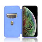 For iPhone X / XS Carbon Fiber Texture Horizontal Flip TPU + PC + PU Leather Case with Card Slot(Blue) - 3