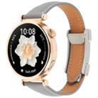 18mm Universal Slim Magnetic Buckle Genuine Leather Watch Band(Plain Weave Grey) - 1