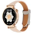 18mm Universal Slim Magnetic Buckle Genuine Leather Watch Band(Plain Weave Apricot) - 1