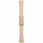 18mm Universal Slim Magnetic Buckle Genuine Leather Watch Band(Plain Weave Apricot) - 3