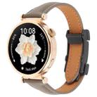 18mm Universal Slim Magnetic Buckle Genuine Leather Watch Band(Plain Weave Dark Grey) - 1