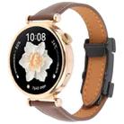 18mm Universal Slim Magnetic Buckle Genuine Leather Watch Band(Plain Weave Dark Coffee) - 1