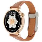 18mm Universal Slim Magnetic Buckle Genuine Leather Watch Band(Plain Weave Brown) - 1