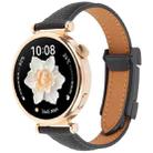 20mm Universal Slim Magnetic Buckle Genuine Leather Watch Band(Black) - 1