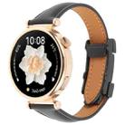 20mm Universal Slim Magnetic Buckle Genuine Leather Watch Band(Plain Weave Black) - 1