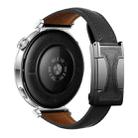20mm Universal Slim Magnetic Buckle Genuine Leather Watch Band(Plain Weave Black) - 2