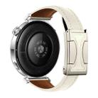 20mm Universal Slim Magnetic Buckle Genuine Leather Watch Band(Plain Weave Beige) - 2