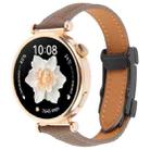 22mm Universal Slim Magnetic Buckle Genuine Leather Watch Band(Dark Brown) - 1