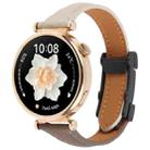 22mm Universal Slim Magnetic Buckle Genuine Leather Watch Band(Dark Brown Light Grey) - 1