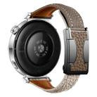 22mm Universal Slim Magnetic Buckle Genuine Leather Watch Band(Dark Brown Light Grey) - 2