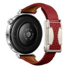 22mm Universal Slim Magnetic Buckle Genuine Leather Watch Band(Red) - 2