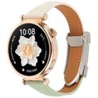 22mm Universal Slim Magnetic Buckle Genuine Leather Watch Band(Green Beige) - 1