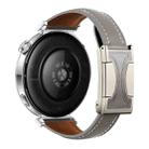 22mm Universal Slim Magnetic Buckle Genuine Leather Watch Band(Plain Weave Grey) - 2