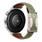 22mm Universal Slim Magnetic Buckle Genuine Leather Watch Band(Plain Weave Green) - 2