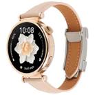 22mm Universal Slim Magnetic Buckle Genuine Leather Watch Band(Plain Weave Apricot) - 1