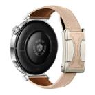22mm Universal Slim Magnetic Buckle Genuine Leather Watch Band(Plain Weave Apricot) - 2