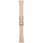 22mm Universal Slim Magnetic Buckle Genuine Leather Watch Band(Plain Weave Apricot) - 3