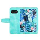 For Google Pixel 9a Floral Pattern Leather Phone Case with Lanyard(Green) - 3