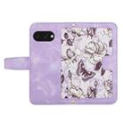 For Google Pixel 9a Floral Pattern Leather Phone Case with Lanyard(Light Purple) - 3