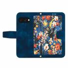 For Google Pixel 9a Floral Pattern Leather Phone Case with Lanyard(Dark Blue) - 3