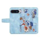 For Google Pixel 9 Pro XL Floral Pattern Leather Phone Case with Lanyard(Light Blue) - 3