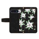 For Google Pixel 9 Pro XL Floral Pattern Leather Phone Case with Lanyard(Black) - 3