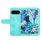 For Google Pixel 9 / 9 Pro Floral Pattern Leather Phone Case with Lanyard(Green) - 3