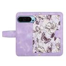 For Google Pixel 9 / 9 Pro Floral Pattern Leather Phone Case with Lanyard(Light Purple) - 3