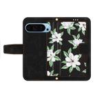 For Google Pixel 9 / 9 Pro Floral Pattern Leather Phone Case with Lanyard(Black) - 3