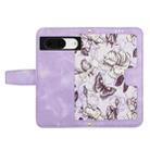 For Google Pixel 8a Floral Pattern Leather Phone Case with Lanyard(Light Purple) - 3