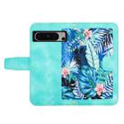 For Google Pixel 8 Pro Floral Pattern Leather Phone Case with Lanyard(Green) - 3