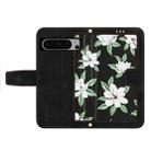 For Google Pixel 8 Pro Floral Pattern Leather Phone Case with Lanyard(Black) - 3