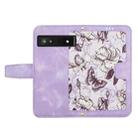 For Google Pixel 7a Floral Pattern Leather Phone Case with Lanyard(Light Purple) - 3