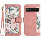 For Google Pixel 7a Floral Pattern Leather Phone Case with Lanyard(Pink) - 1