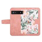 For Google Pixel 7a Floral Pattern Leather Phone Case with Lanyard(Pink) - 3