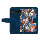 For Google Pixel 7a Floral Pattern Leather Phone Case with Lanyard(Dark Blue) - 3